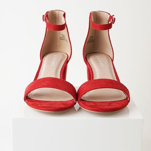 J. Adams Daisy Heeled Sandals - Ankle Strap Low Block, Open Toe Dress Pumps, Chunky Heels - Dressy Shoes for Women - Bridal, Wedding, Summer Sandals in Saudi Arabia