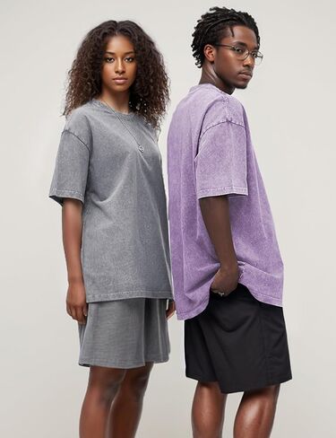 3 حزمة الرجال تي شيرت المتضخم تي شيرت فضفاض خمر القطن فضفاضة قصيرة الأكمام عادية حمض غسل القمصان للجنسين بلايز in Kuwait