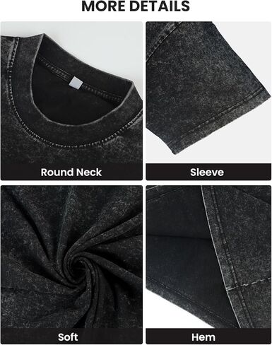 3 حزمة الرجال تي شيرت المتضخم تي شيرت فضفاض خمر القطن فضفاضة قصيرة الأكمام عادية حمض غسل القمصان للجنسين بلايز in Kuwait