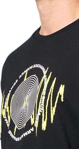A｜X ARMANI EXCHANGE Men's Regular Fit Cotton Sound Wave Printed Logo Tee in Saudi Arabia