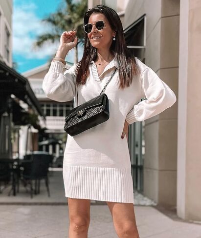 BTFBM المرأة عادية الخامس الرقبة متماسكة فساتين الخريف الصغيرة سترة طويلة الأكمام فضفاضة تناسب بلون مضلع البلوز البلوز البلوزات in Kuwait