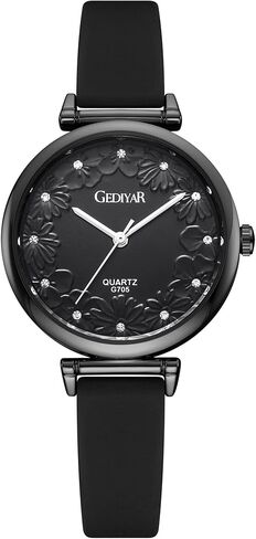 Watch for Women Nurses Nursing Students Lady,Variety Colors, Second Hand,Soft Silicone Band Waterproof Quartz Analog female Watches (G705 black) in Saudi Arabia