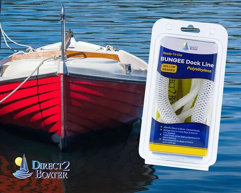 خط رصيف بنجي بطول 6 بوصات - أبيض - يمتد إلى 9 أقدام - مثالي للقوارب وPWC وJet Ski وDinghy وKayak وPontoon حتى 4000# in Saudi Arabia
