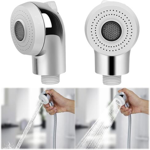 رأس رش وعاء الشامبو، رأس رش حوض صالون الجوز 1/2 بوصة لتوصيل خرطوم الشامبو من الفولاذ المقاوم للصدأ، نموذج بخاخ مزدوج، بخاخ أبيض in Kuwait