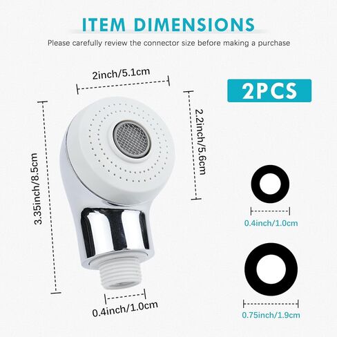 رأس رش وعاء الشامبو، رأس رش حوض صالون الجوز 1/2 بوصة لتوصيل خرطوم الشامبو من الفولاذ المقاوم للصدأ، نموذج بخاخ مزدوج، بخاخ أبيض in Kuwait