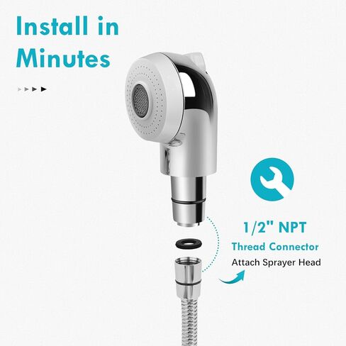 رأس رش وعاء الشامبو، رأس رش حوض صالون الجوز 1/2 بوصة لتوصيل خرطوم الشامبو من الفولاذ المقاوم للصدأ، نموذج بخاخ مزدوج، بخاخ أبيض in Kuwait