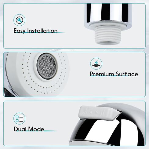 رأس رش وعاء الشامبو، رأس رش حوض صالون الجوز 1/2 بوصة لتوصيل خرطوم الشامبو من الفولاذ المقاوم للصدأ، نموذج بخاخ مزدوج، بخاخ أبيض in Kuwait