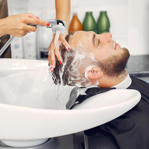 رأس رش وعاء الشامبو، رأس رش حوض صالون الجوز 1/2 بوصة لتوصيل خرطوم الشامبو من الفولاذ المقاوم للصدأ، نموذج بخاخ مزدوج، بخاخ أبيض in Kuwait