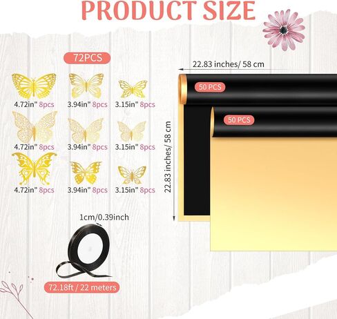 Yeaqee 100 Sheets Black Bouquet Wrapping Paper Waterproof Double Color Florist Bouquet Wrapping Paper Bulk for DIY Crafts Gift Packaging with Butterfly Ribbons Decor for Mother's Day Florist Supplies in Saudi Arabia