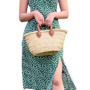 French basket, small straw bag, Bridal Party, wedding tote bag, Bridesmaid gifts, wicker basket with handle, wicker basket, gift for her (Natural)