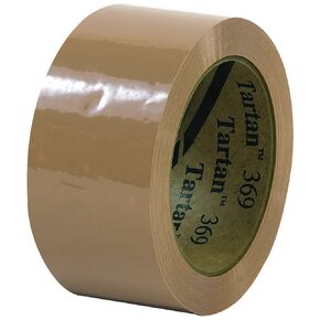 3M Tartan 369 General Purpose Hot Melt Packing Tape, 2 Inch x 110 Yards, 1.6 Mil Thick, Tan, for Moving, Shipping and Packing, 3M #7100019781 (36 Rolls)