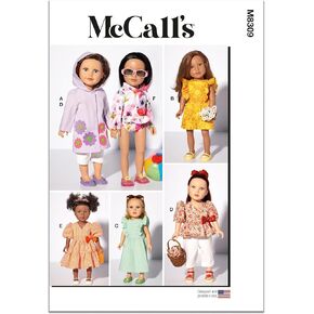 McCall's Doll Clothes Sewing Pattern Kit, Design Code M8309, One Size, Multicolor