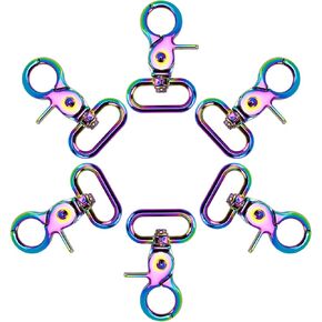 Coshar 6 Pcs Swivel Snap Hooks Claw Clasp Oval Swivel Trigger Clips Strap Buckle Fastener for Straps Bags Belting Leathercraft DIY Sewing(1 Inch, Rainbow)