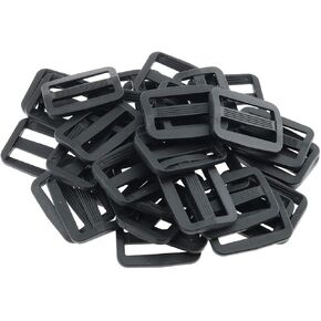 E-outstanding 50-Pack Plastic Triglide Slides For Dog Collar Harness Backpack Strap, 1 Inch, Black