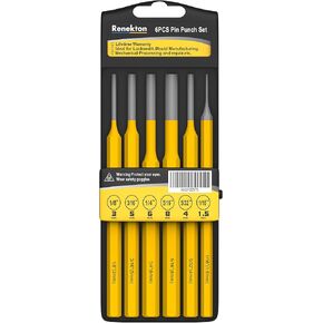 Renekton Pin Punch Set, Gunsmithing Removing Repair Tool for Watch Repair, Automotive, Jewelry and Craft, 6 Pieces