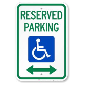 "Reserved Parking" Handicap Sign With Bi-Directional Arrow By SmartSign | 12" x 18" 3M High Intensity Grade Reflective Aluminum