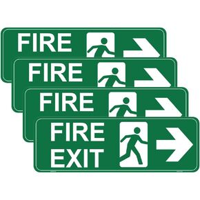 4 Pcs Fire Exit Right Arrow Sign Sticker - 30 cm x 10 cm- Self Adhesive Vinyl