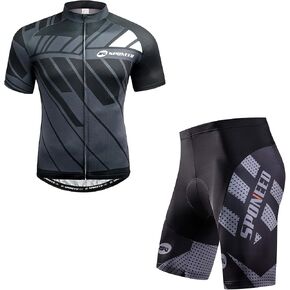 sponeed Cycle Shirts Mens Jersey Short Sleeve Men Bike Shorts Padded Biking Tops Full Zip Bicycle Bottoms US M