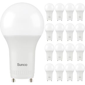 Sunco 16 Pack GU24 LED Light Bulbs 2 Prong A19, CRI91 2700K White, 9W Equivalent 60W CFL Replacement 800 Lumens, Super Bright Dimmable Twist & Lock GU24 Pin Base with Two Prongs Instant On UL