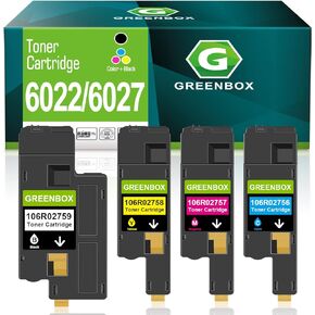 GREENBOX Remanufactured 6027 High-Yield Toner Cartridge Replacement for Xerox 6022 6027 106R02759 106R02758 106R02757 106R02756 for WorkCentre 6025 6027 Printer (1 Black 1 Cyan 1 Magenta 1 Yellow)