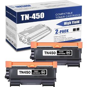 TN450 Compatible TN-450 Black High Yield Toner Cartridge Replacement for Brother TN-450 HL-2270dw Intellifax 2840 HL-2132 Toner (2 Pack).