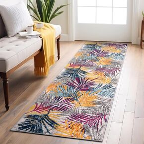 Rugshop Edinburgh Floral Leaves Stain Resistant Soft Runner Rug 2' x 7' Multi