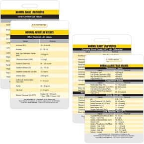 Lab Values Vertical Plastic Badge Cards - Set of 2 Cards Used as Clinical Reference for Nurses (RN) - Great Nursing School Supplies and Accessories - Common lab Values, CBC, BMP, LFT, and More!