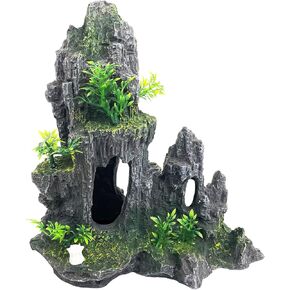 Aquarium Decoration Extra Large and Tall for Fish Tank Rock Thematic Ornaments Aquarium Mountain View Stone Ornaments Aquarium Decor Tree House Cave Fish Tank Decoration - Extra Large in Kuwait