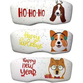 JAVOedge [4 PACK / 3 PACK], Printed Pattern Durable Hard Clamshell Eyeglass Case with Bonus Microfiber Cloth