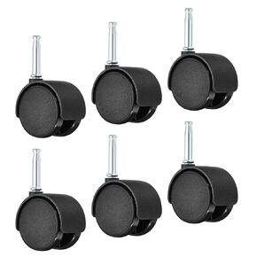 PATIKIL 2 Inch Swivel Stem Casters, 6 Pack Nylon 360 Degree Insert Swivel Stem Wheels for Chair Shelf Furniture Replacement, Black