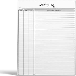 Better Office Products Activity Log Notepad, 8.5" x 11", Planning Note Pad, 50 Sheets, Daily Time Tracking Productivity Checklist Organizer,(4 Pack)