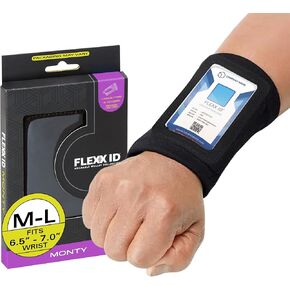 Monty Double Sided Clear Window Badge Holder Wrist Wallet with Zipper Pocket - Quick Hands-Free Access for Secured Areas - 3 Card Slots - Ideal for Work, Gym, Travel and More (Black)