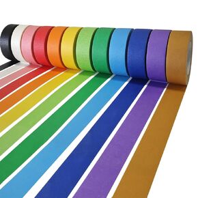 Gute Colored Duct Tape,12 Extra Large Rolls Colorful Masking Tape – Vibrant Color Teacher Tape, Rainbow Adhesive Tape for Art, Lab, Classroom Decorations-1 Inch x 14 Yards x 12 Rolls