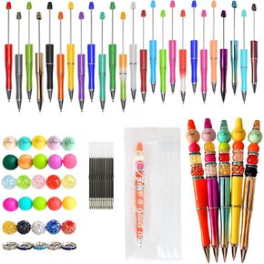 VELABER- 25 Beadable Pens + 210 PCS- Beaded Pens- Beadable Pens Bulk- Pen Making Kit with Beads- Beadable Pens Kit- Beaded Pen Kit- Bead Pen Kit- Beadable Pens Supplies- Pen Bead Kit- Beadable Pen