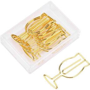 10pcs Wine Glass Paper Clip Metal Golden Funny Document Clips for School Office Bookmark Organizing Stationery