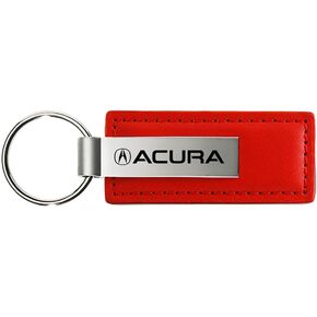 سلسلة مفاتيح جلدية مستطيلة من Au-TOMOTIVE GOLD متوافقة مع Acura (أحمر)