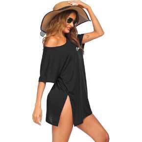 Ekouaer Women's Swimsuit Beach Cover Up Short Sleeve Cover Ups for Swimwear Bathing Suit Coverups S-XXXL