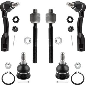 BOXI (Set of 6) Front Inner & Outer Tie Rod Ends + Front Upper Ball Joints Kit Fit for Toyota Sequoia 2003 2004 2005 2006 2007 / Tundra 2003 2004 2005 2006 | Replace ES80381 ES80382 EV800444 K90255