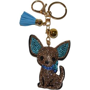 Popfizzy Chihuahua Keychains for Women and Girls, Bling Backpack Key Chain, Rhinestone Purse Charms