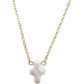 White Pearl Cross Necklace. Pearl Cross Necklace. Freshwater Pearl Cross Pendant. Everyday Minimalist Religious Jewelry