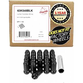 Wheel Accessories Parts 20 Pcs M14x1.5 14x1.5 Thread Truck 2.00" Long Spline Lug Nuts Black Chrome 6 Spline Hex Fits 1990-99 Chevy C1500 GMC 1500 2012-18 Ram 1500 2019+ Ram 1500 Classic