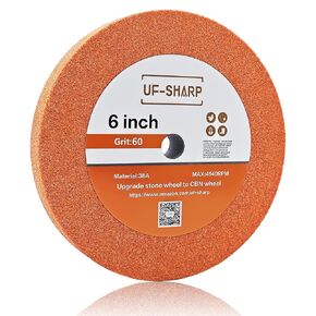 6 inch Bench Grinder Wheels, 1" Wide, 1/2" Arbor, 100 Grit Aluminum Oxide Grinding Wheel for HSS and Carbon Steel Tools (100 Grit)