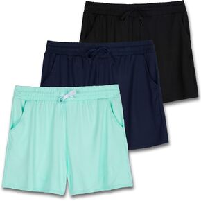 Real Essentials 3 Pack: Athletic Lounge Shorts for Women - Casual Sweat Shorts with Pockets (Available in Plus Size) in Kuwait