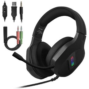 Gaming Headset for Nintendo Switch, Xbox One, PS4, PS5, Bass Surround and Noise Cancelling with Flexible Mic, 3.5mm Wired RGB Adjustable Headphones for Laptop PC iPad Smartphones (Black) in Kuwait