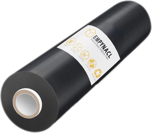Black Stretch Film, 500% Stretch Heavy Duty Shrink Wrap, 1000ft 60 Gauge Industrial Strength 15 inch Wide Black Plastic Wrap for Pallet Wrapping Shipping and Surface Protection in Saudi Arabia