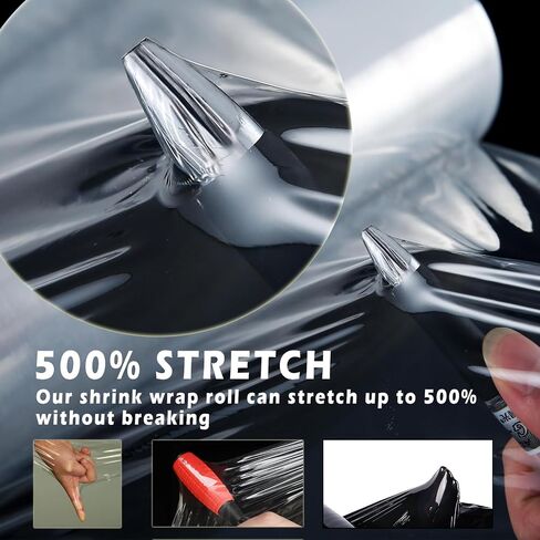 Black Stretch Film, 500% Stretch Heavy Duty Shrink Wrap, 1000ft 60 Gauge Industrial Strength 15 inch Wide Black Plastic Wrap for Pallet Wrapping Shipping and Surface Protection in Saudi Arabia
