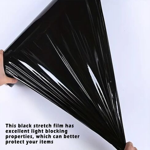 Black Stretch Film, 500% Stretch Heavy Duty Shrink Wrap, 1000ft 60 Gauge Industrial Strength 15 inch Wide Black Plastic Wrap for Pallet Wrapping Shipping and Surface Protection in Saudi Arabia