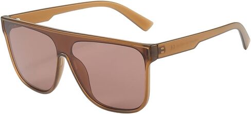 Dollger Square Oversized Sunglasses for Women Men, Womens Fashion Lens Flat Top Shield,Sunglasses Womens Trendy（Brown） in Saudi Arabia