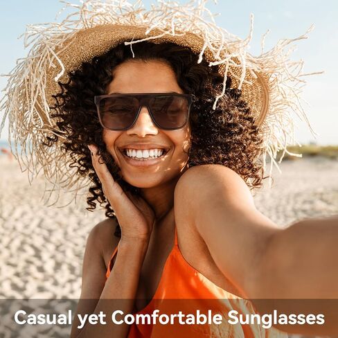 Dollger Square Oversized Sunglasses for Women Men, Womens Fashion Lens Flat Top Shield,Sunglasses Womens Trendy（Brown） in Saudi Arabia