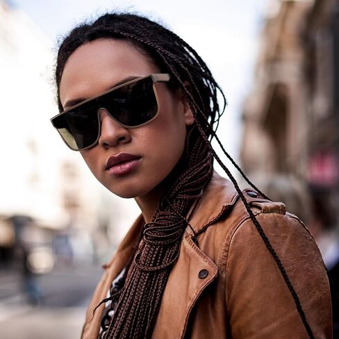 Dollger Square Oversized Sunglasses for Women Men, Womens Fashion Lens Flat Top Shield,Sunglasses Womens Trendy（Brown） in Saudi Arabia